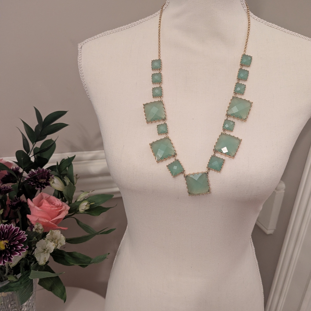 Kate Spade Green and Gold Geometric Necklace